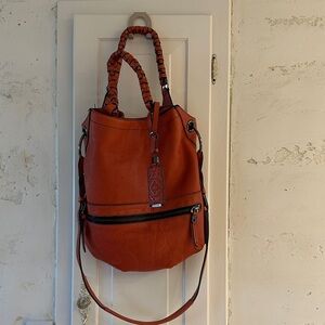 Chic Orange Leather Shoulder Bag